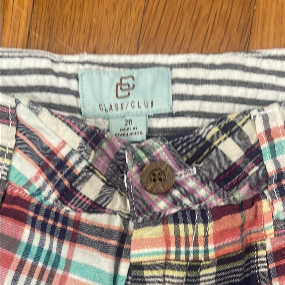 Boys size 20 - Colorful Plaid Patchwork Shorts - Picture 2 of 3